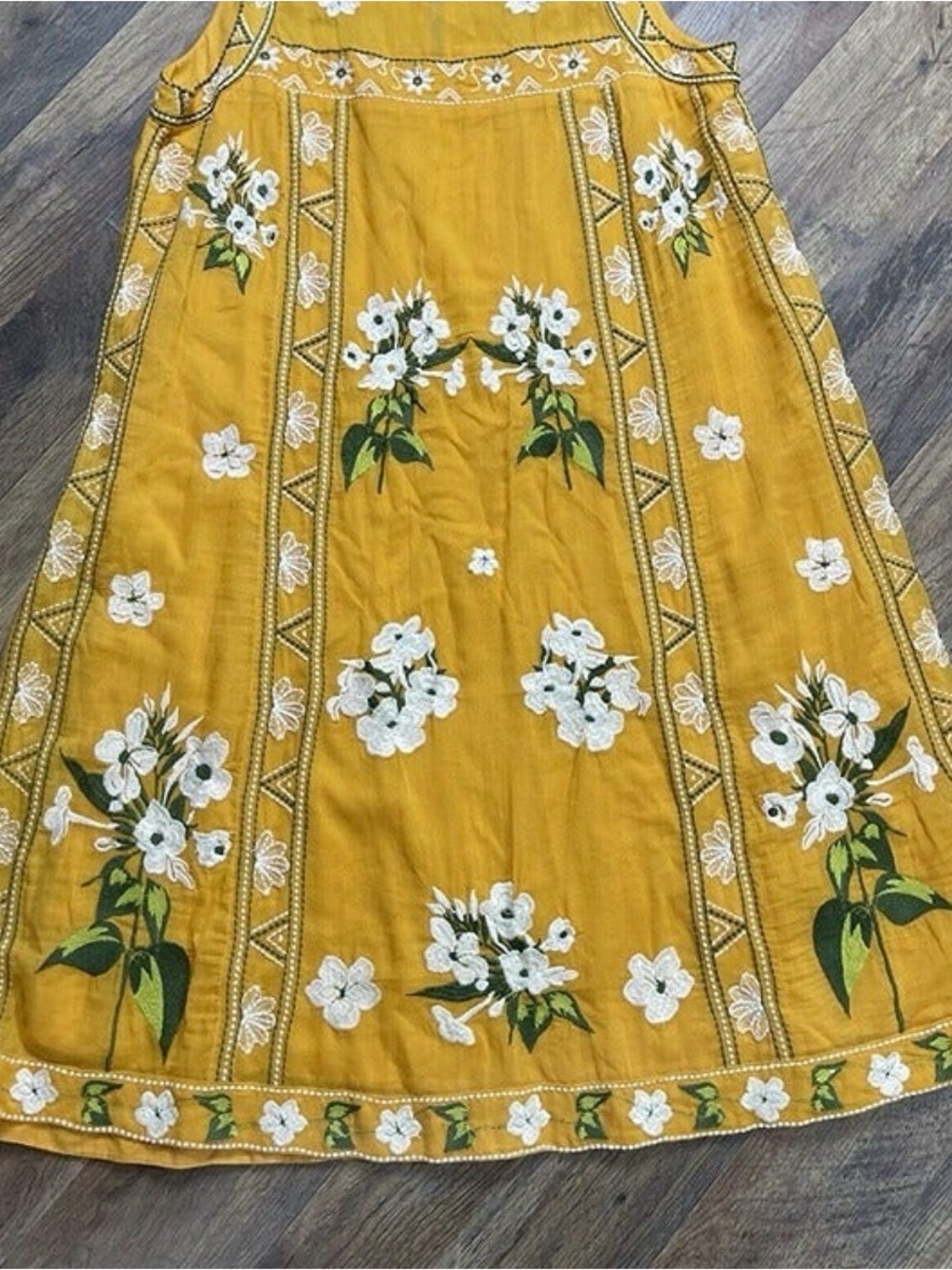 Anthropologie Shana Yellow Sleeveless Embroidered Swing Dress Womens Size 2 - Picture 4 of 10